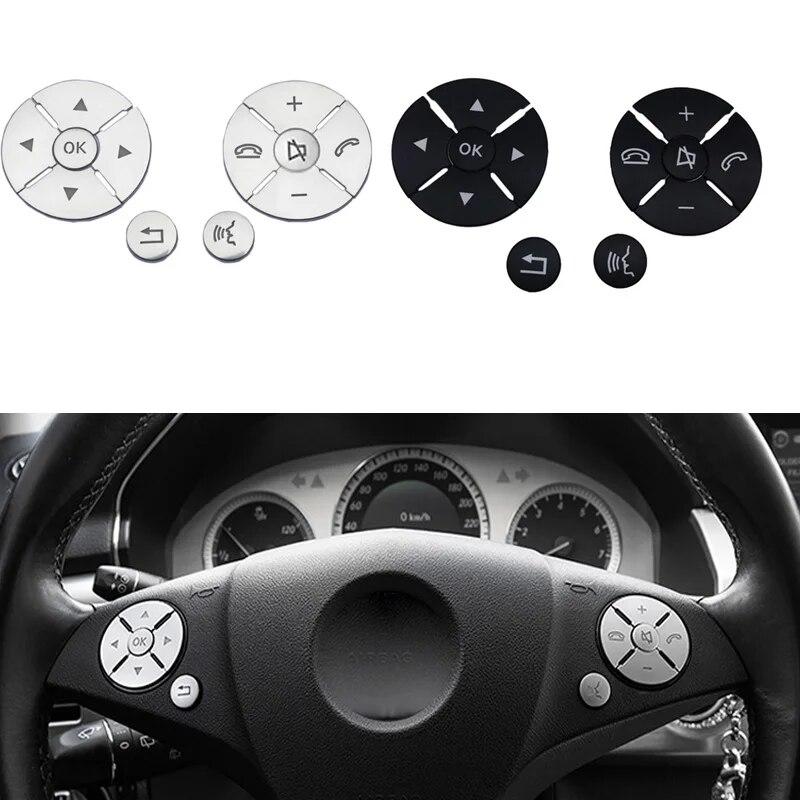 Car Interior Steering Wheel Button Switch Trim Cover Sticker For Mercedes Benz C E S Class W204 W212 W221 GLK X204 C200 C250