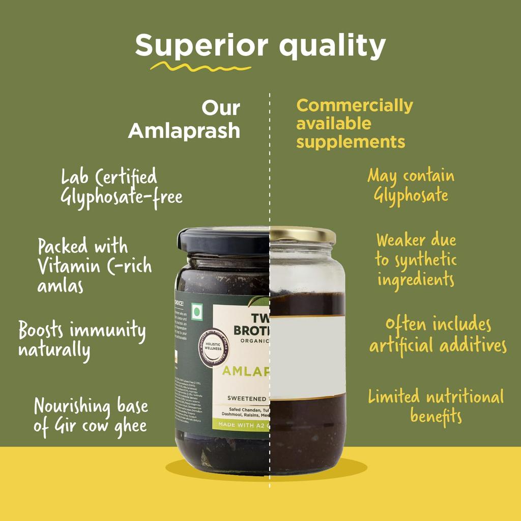 Two Brothers Organic Farms Amlaprash Sugar Free Herbal Paste Ayurvedic Jam Vitamin C Organic Immunity Booster 300 g