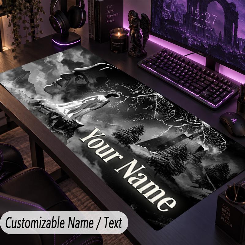Custom Text Big Mousepad, Extended Desk Pad For Laptop Work GameBride of Frankenstein