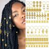 217Pcs Metal Cuff Clips Hollow Out Hair Ring Hair Braiding Hair Braid Tubes  for Braids