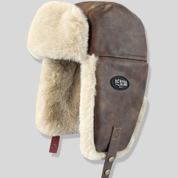 Шапка Thunderbolt женская осенне-зимняя утепленная плюшевая кепка из искусственной кожи для катания на лыжах, защиты ушей от холода, кепка для полетов для мужчин