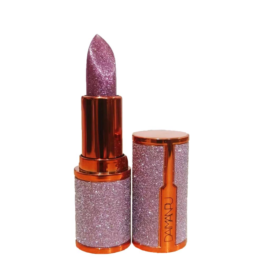 Glitter Rose Pink Lipstick Color Changing Lipstick Soft Natural Gloss with Velvet Finish Waterproof Long-Lasting Diamond Lip Gloss