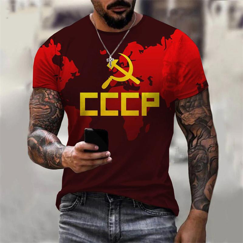 Летние футболки Россия СССР Советский Союз 3D-принт Мужские Женские Футболка с коротким рукавом Харадзюку Y2k Футболка