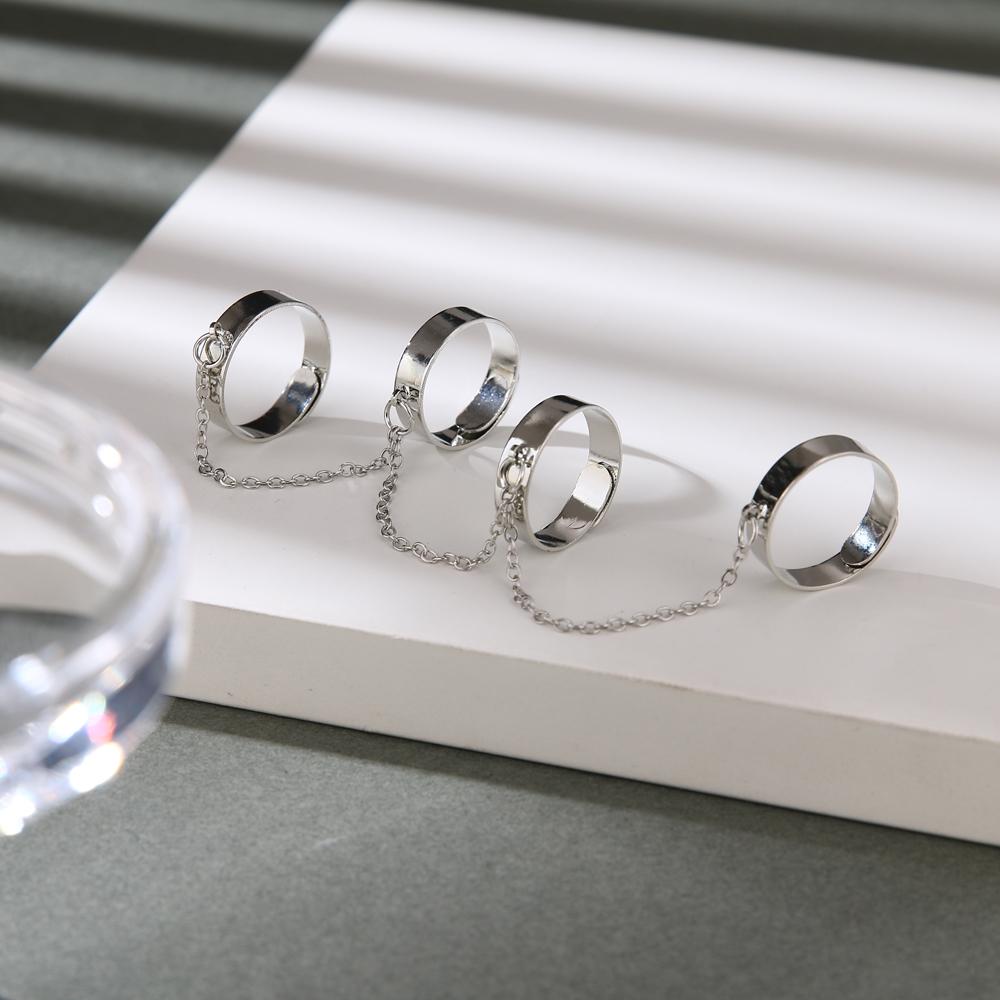 Мода Pundi Chain Комбинация Панк Открытое кольцо Темперамент Простое кольцо