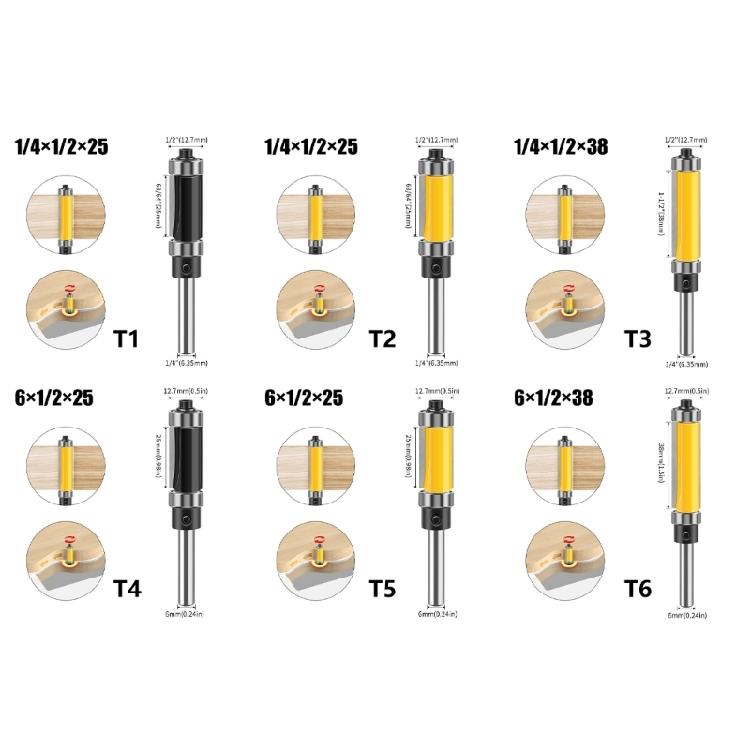 Фреза для обрезки двойных кромок с двойным подшипниковым направляющим, корпус из углеродистой стали, устойчивое к ржавчине покрытие для энтузиастов DIY