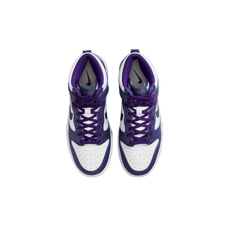 Nike Кроссовки Nike Dunk High GS White Midnight Navy для детей, фиолетовые, электро-фиолетовые DH9751-100