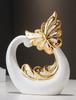 Luxury Golden Butterflies Rise Water Ceramic Ornaments Home room Bookcase Figurines Decoraion Office Desktop Sculpture Crafts