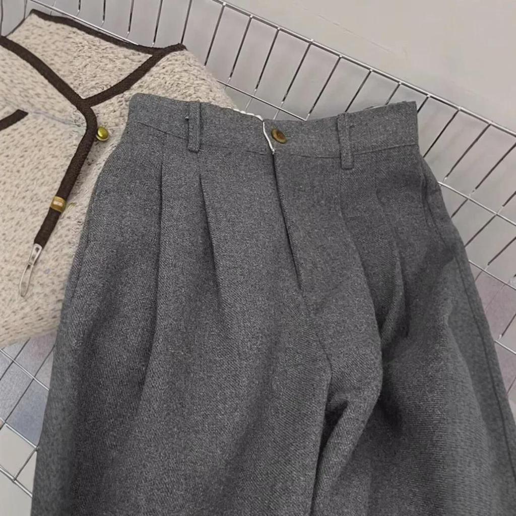 ЧАО рекомендуется: Женские темно-серые кашемировые широкие шерстяные брюки с высокой талией на осень/зиму