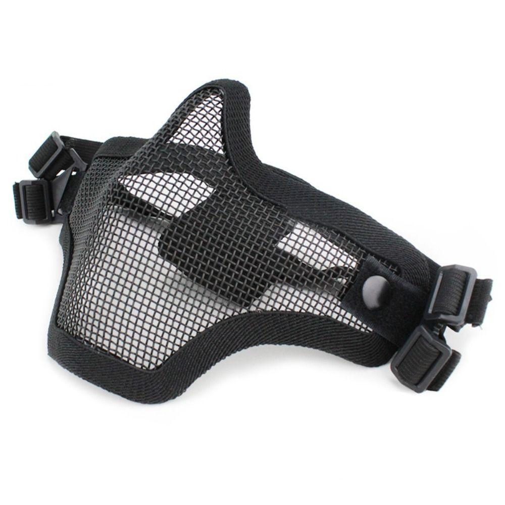 Adjustable Half Face Wire Mask Carbon Steel Steel Mesh Mask Metal Face Mask  Outdoor Sports
