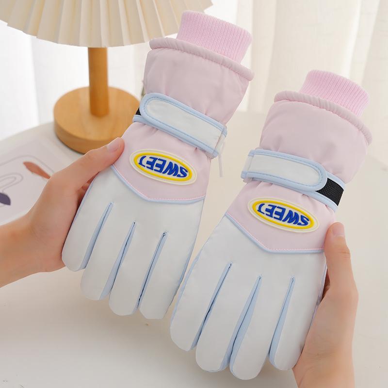 Ski Gloves Women's Winter Warm Fleece Thickened Windproof, Cold-proof and Water-proof Touch Screen Outdoor Tram Riding Gloves