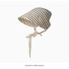 Breathable Striped Linen Sun Bonnet With Adjustable Chin Tie Uv Protection For Beach Vacation Outdoor Use