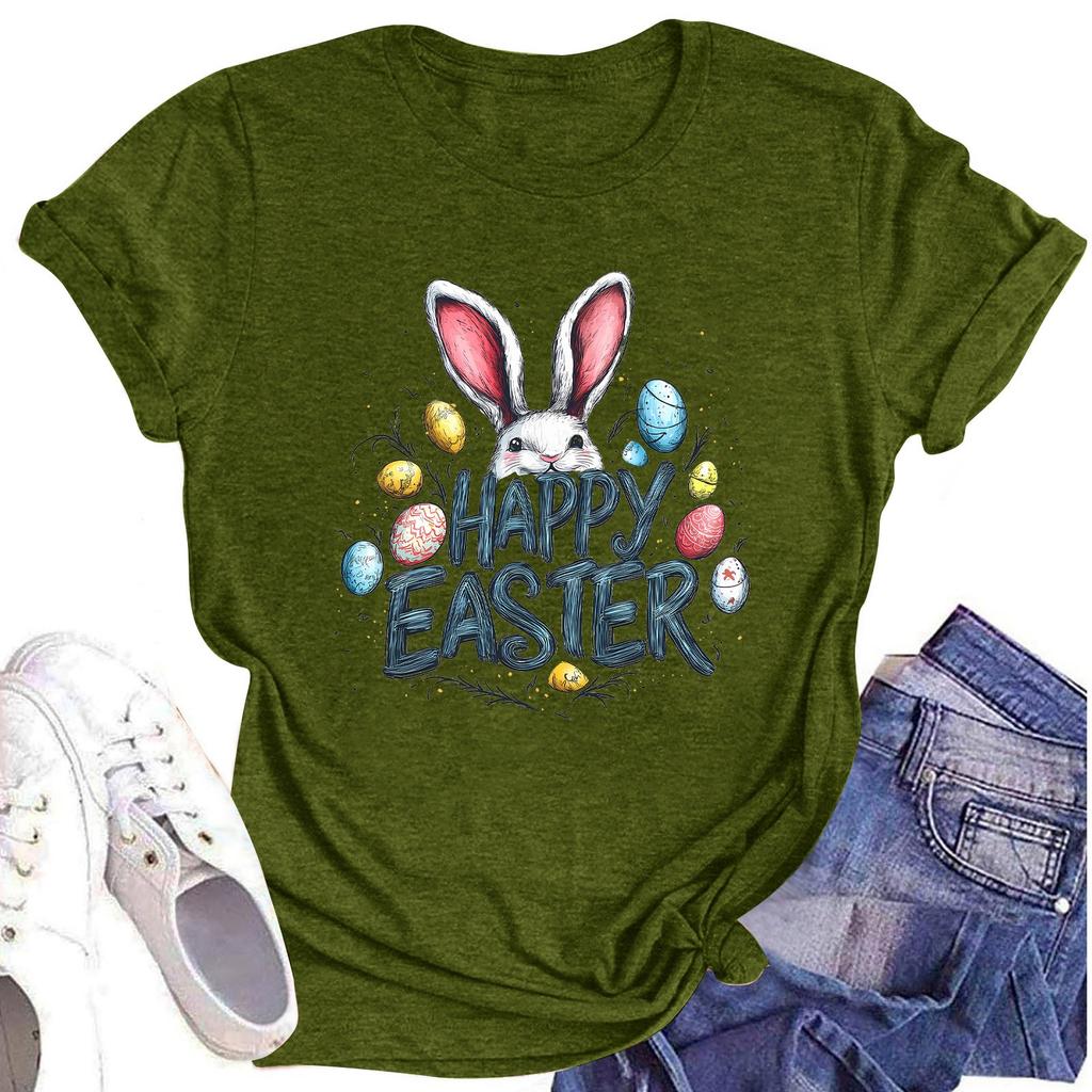 Women's Top Round Neck Casual Printed Short-sleeved T-shirt Top