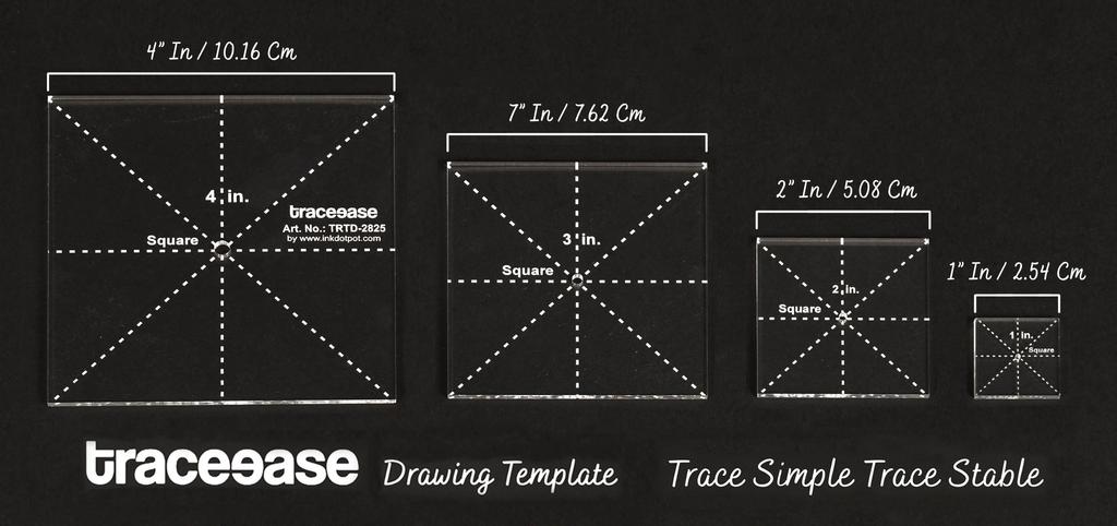 Traceease 4 шт. квадратные геометрические шаблоны-трафареты 1, 2, 3, 4 дюйма, трафаретная линейка «сделай сам», для геометрических измерений — толщина 1,8 дюйма