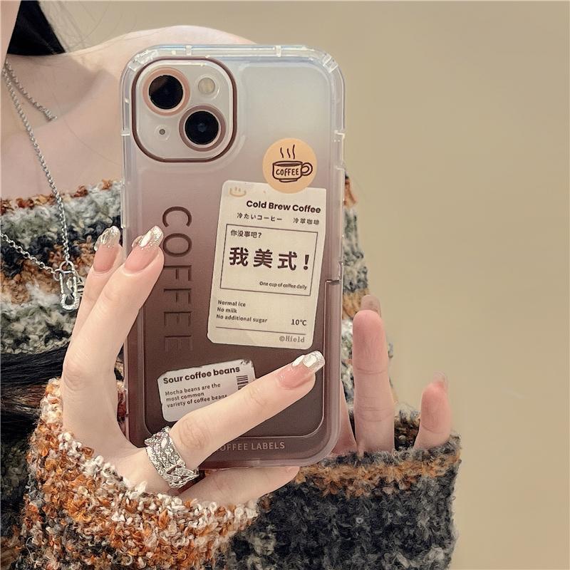 Ins Label Coffee Невидимый держатель-подставка Противоударный чехол для Iphone 13 12 11 14 Pro Max 14 Plus Милый чехол