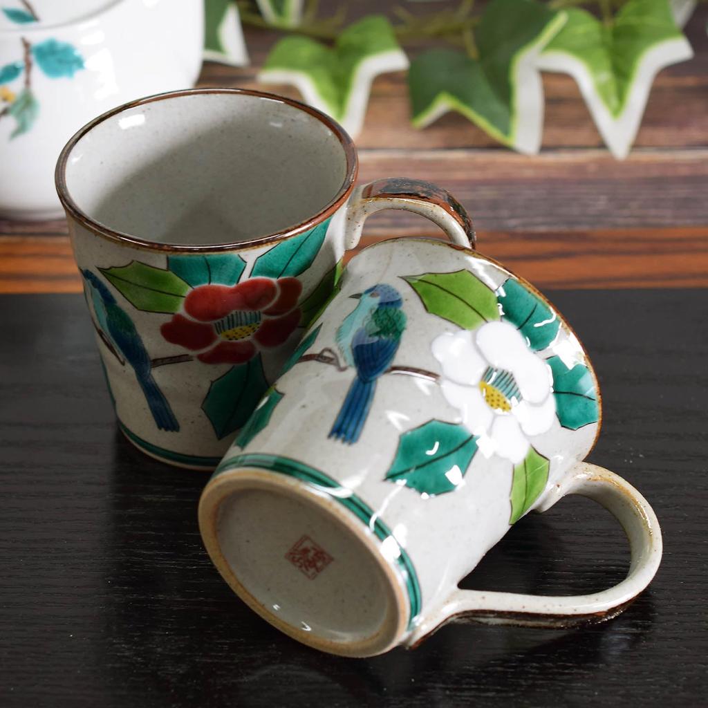 Waza no Kura Стильный набор пар кружек Kutani Ware Керамика Camellia and Bird Столовая посуда класса люкс, сделано в Японии