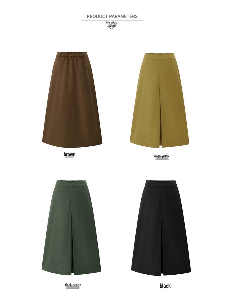 Женская замшевая юбка-карандаш большого размера с высокой талией в цвете Маillard, стройнящая, А-силуэта, средней длины