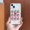 Epoxy Three-dimensional Pink Strawberry for IPhone16Promax Mobile Phone Case for Apple 15 Female New Model 14 Transparent 17