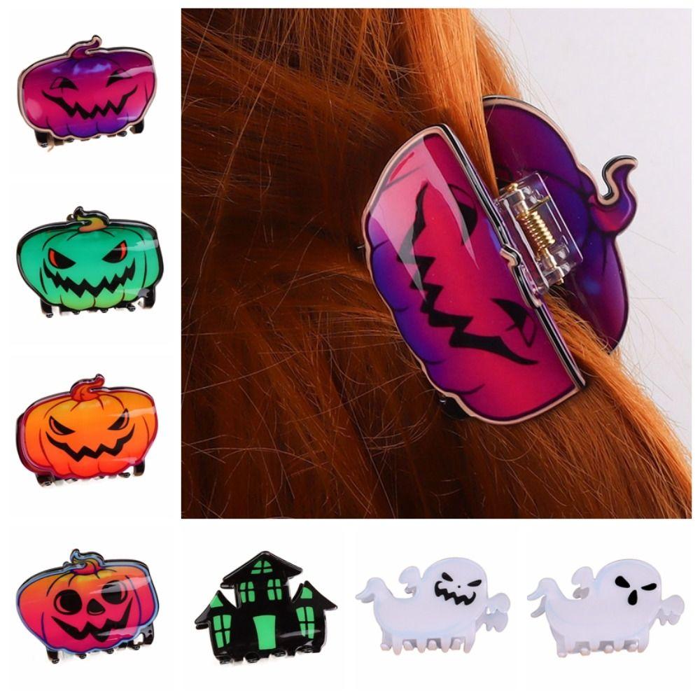 Colourful Ghost Hair Claw PVC Shark Clip Funny Halloween Claw Clip Girls