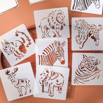 6 шт./компл. Пластиковые трафареты для животных, креативный дизайн, серия мультфильмов с животными, трафареты для скрапбукинга, журнальные трафареты для самостоятельного декора для рисования