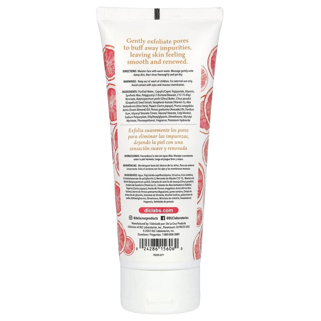 De La Cruz Facial Scrub, Grapefruit, 6 Oz (170 G)