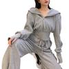 Women's Early Autumn Milk-Style Sweater and Wide-Leg Pants Casual Two-Piece Set