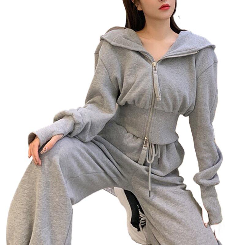 Women's Early Autumn Milk-Style Sweater and Wide-Leg Pants Casual Two-Piece Set