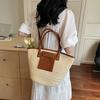 Straw large-capacity bag women's new trendy fashion woven handbag crossbody shoulder bag bucket bag