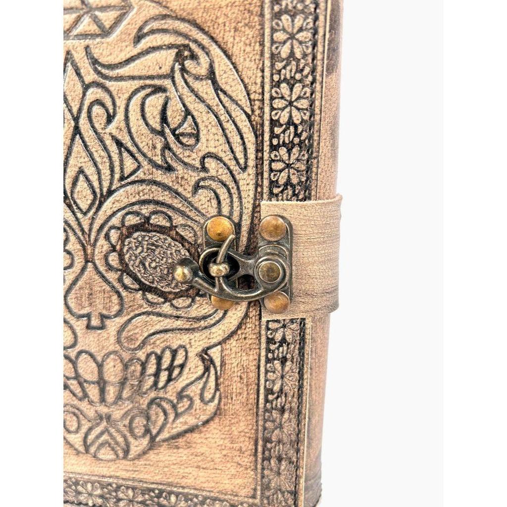 Ежедневный блокнот с тиснением в кожаном переплете для женщин и мужчин, дорожные журналы, винтажный блокнот ручной работы с тиснением черепа, антикварный дневник, блокнот 7X5 дюймов