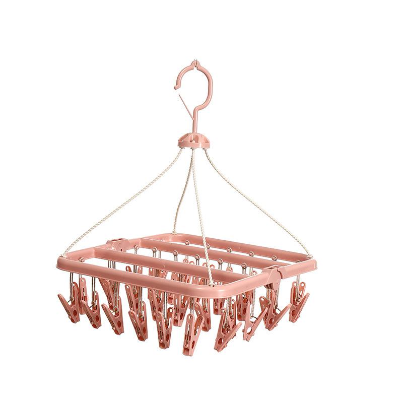 Foldable Multi-Function Clothes Drying Rack with Windproof Clips