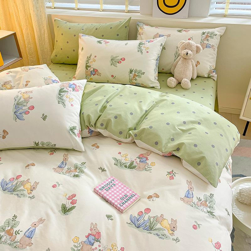Комплект из четырех предметов из чистого хлопка, счет 60, утолщенное постельное белье из чистого хлопка, комплект из трех предметов, длинноволокнистый хлопок, небольшой свежий пододеяльник, простыня на подгонке.