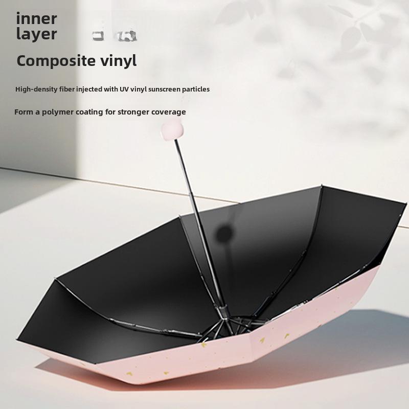 Компактный женский зонт с золотым тиснением: Защита от ультрафиолета, портативный складной, для солнца и дождя