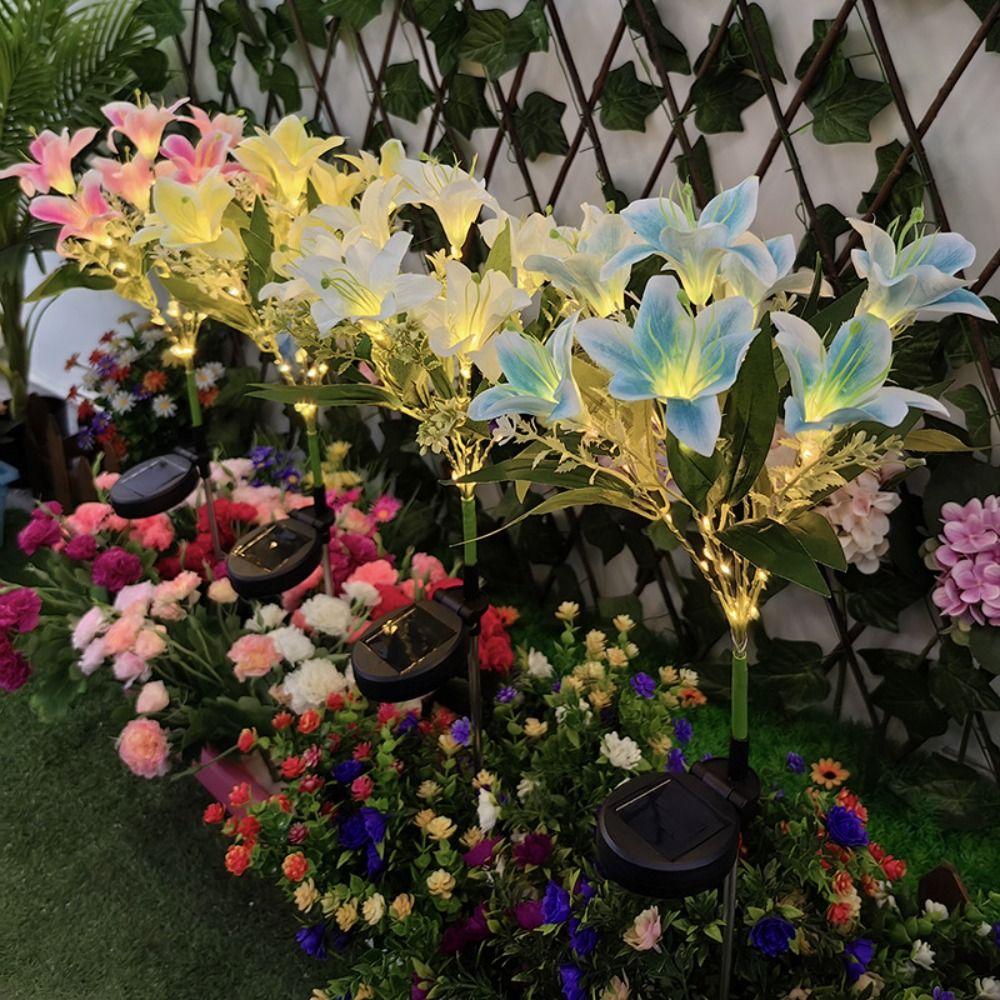 7 головок Садовый ландшафтный светильник Уличный газонный светильник Новый солнечный светильник в виде цветка лилии