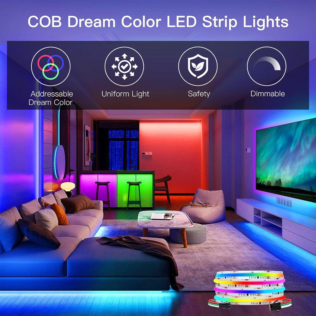 5M WS2811 RGBIC COB адресуемые светодиодные ленты, 160 или 576 светодиодов, DC12V/5V, Dream Color гибкая подсветка телевизора для украшения комнаты на вечеринку