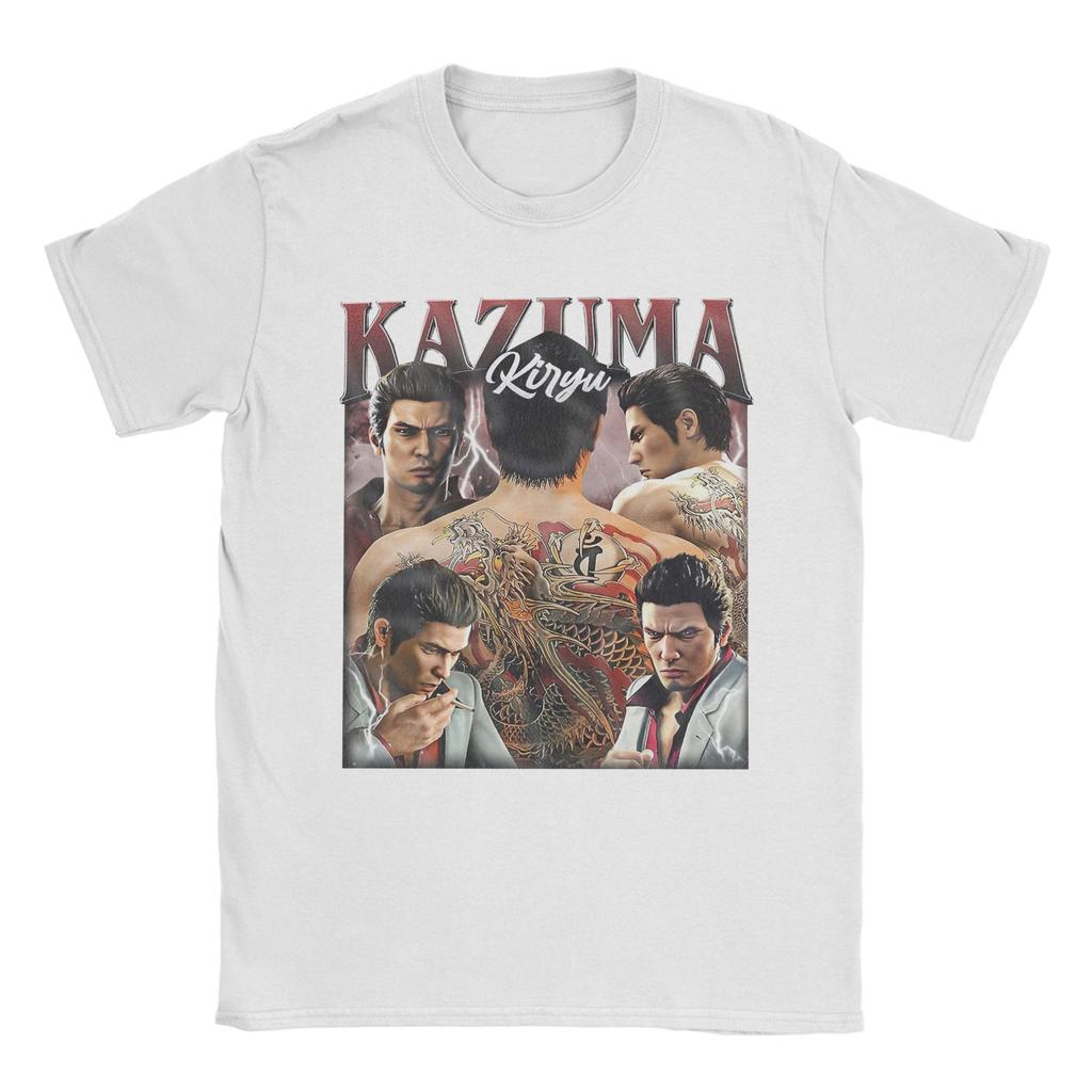 Повседневная YAKUZA Kazuma Kiryu Винтажная футболка в стиле бутлег Мужская футболка из чистого хлопка Футболка с коротким рукавом Идея для подарка Топы