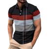 Striped Color Blocking Print - Men's Casual Short Sleeved T-shirt