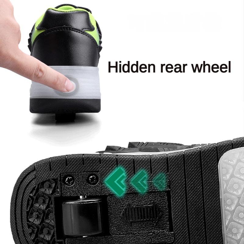 Фонарь для обуви, колесо для коньков, двойное колесо, спортивная обувь на плоской подошве, переключатель зарядки, обувь для бега для взрослых и детей 29-40, обувь для катания на роликах