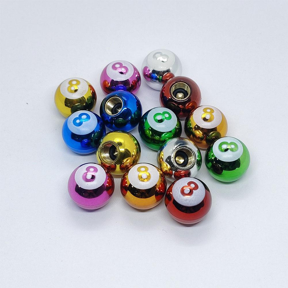 4pcs Car Wheel Tire Valve Core Cap Creative Billiards 8 Wheel Dust Cover Car Truck SUV Motorcycle Bike Accessories