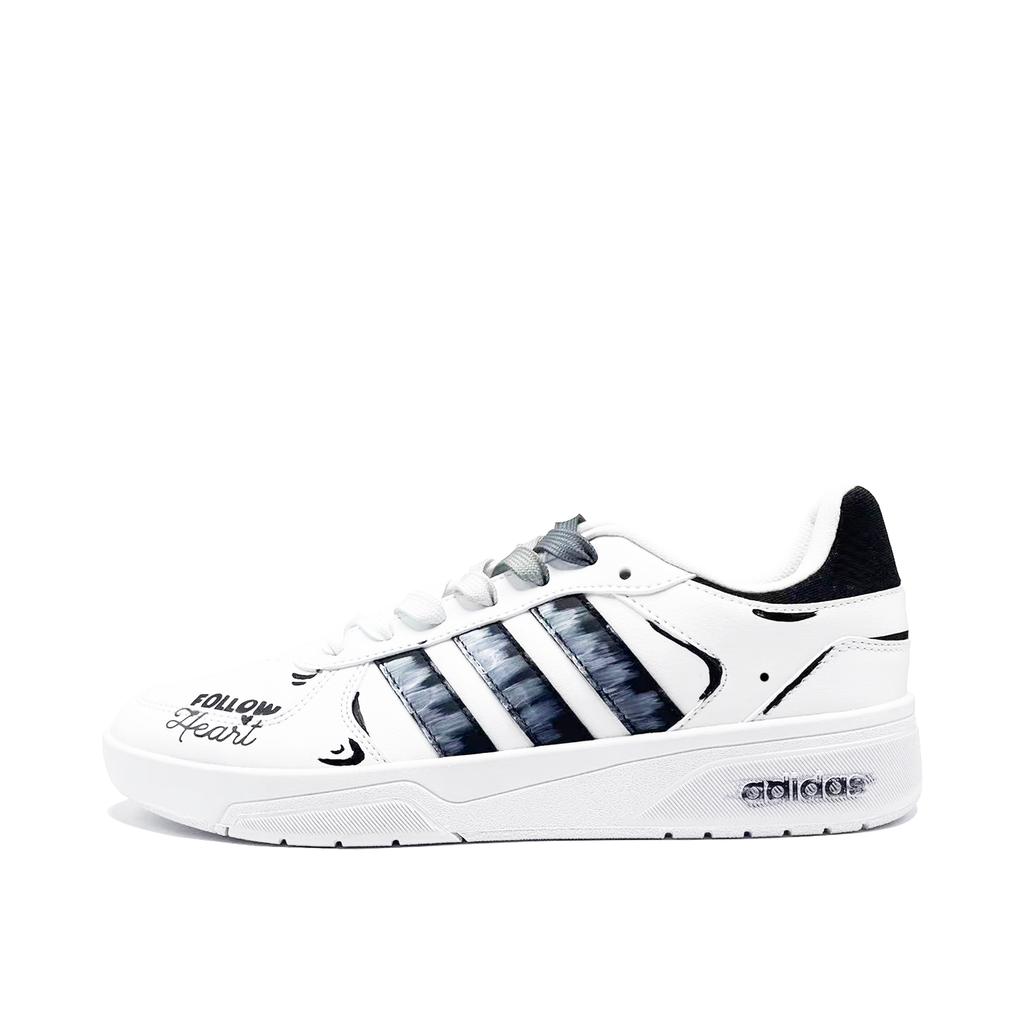 Adidas Neo Courtbeat Palpitations Coverage Abrasion Resistant Low top Skateboard Shoes Unisex Black White ID9658(Team847-)