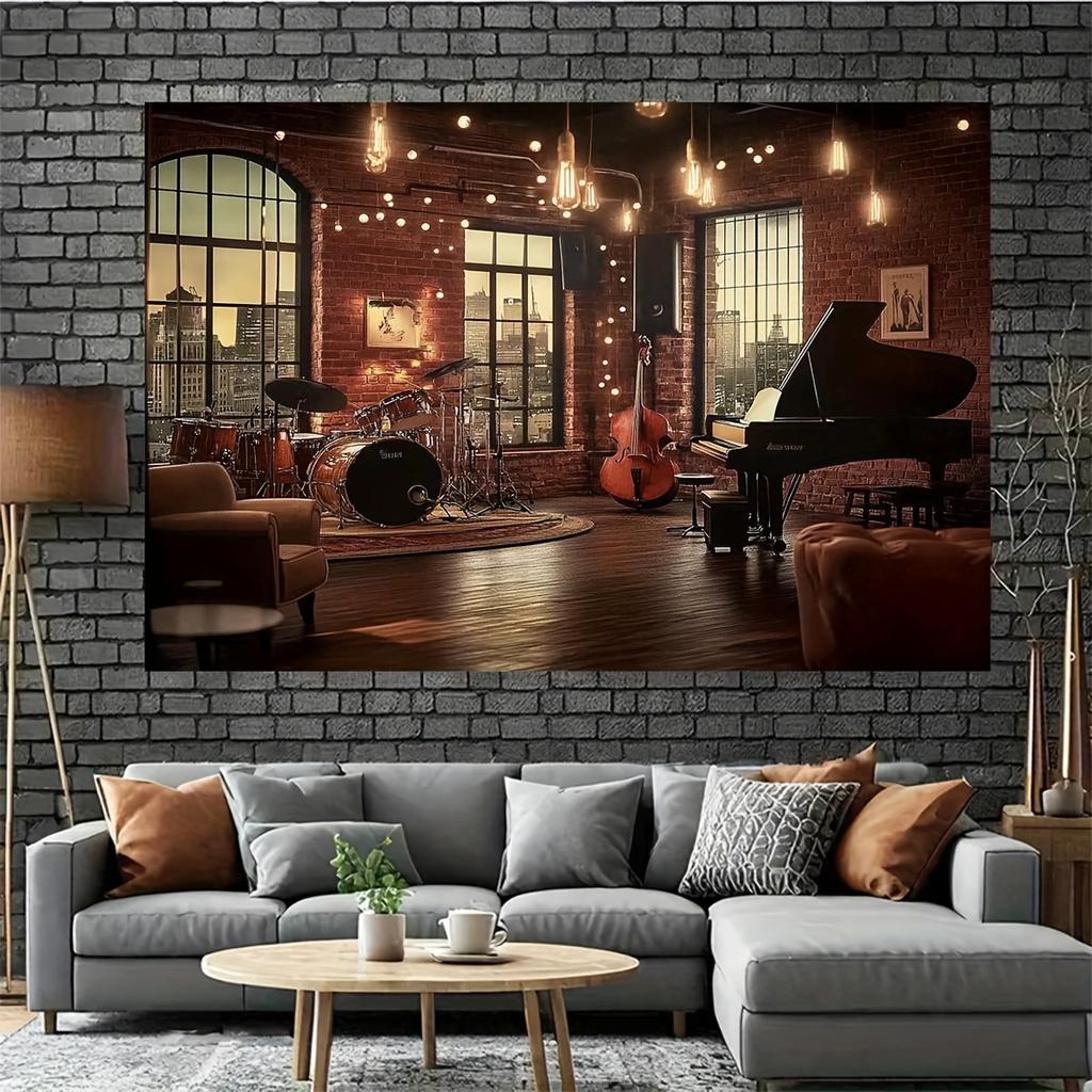 1 PC photography background banner nylon 2D flat surface indoor musical scene warm light theme background cloth