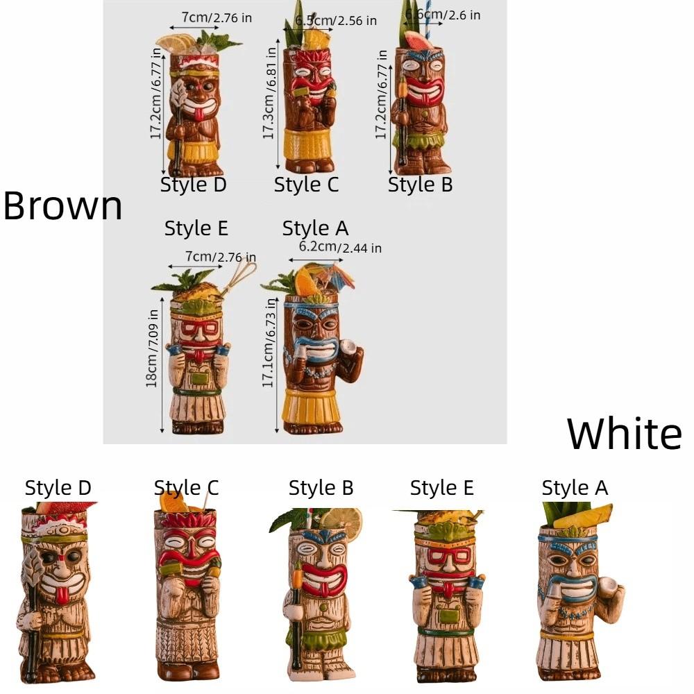 Ethnic Style Ceramic Tiki Mug Funny Beer Beverage Cup Creative Beach Theme Mug  Camp