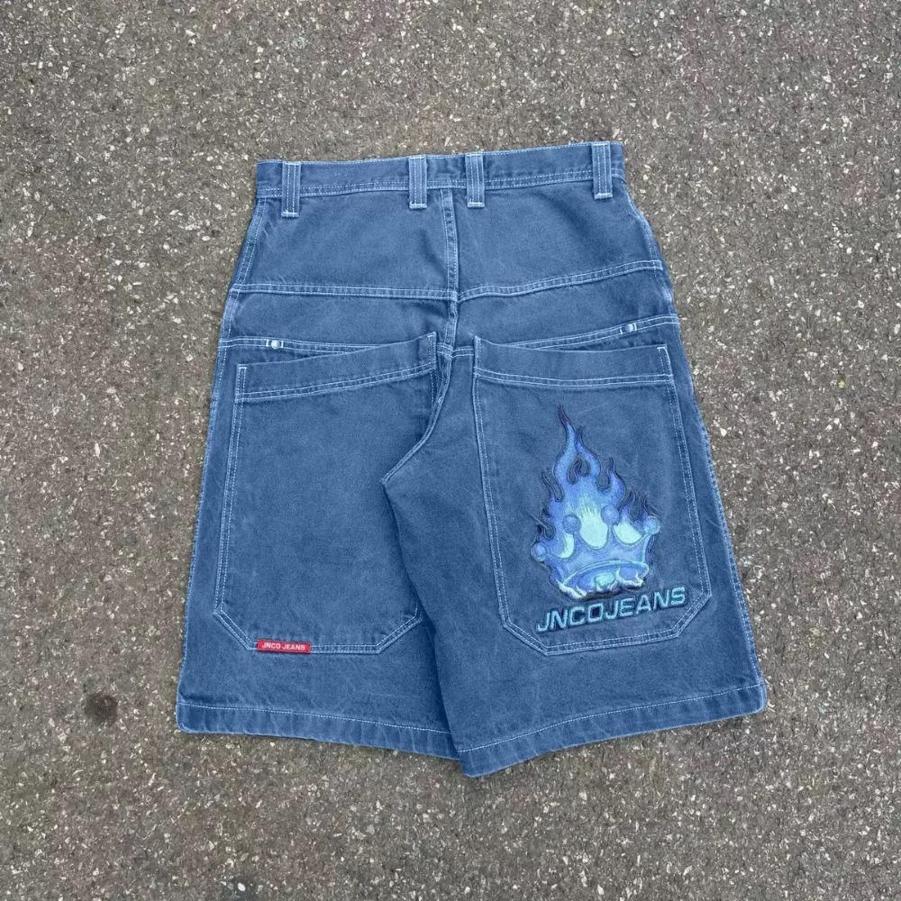 Хип-хоп ретро джинсовые шорты Y2k синяя стирка широкие прямые рабочие брюки мужские и женские уличные шорты одежда