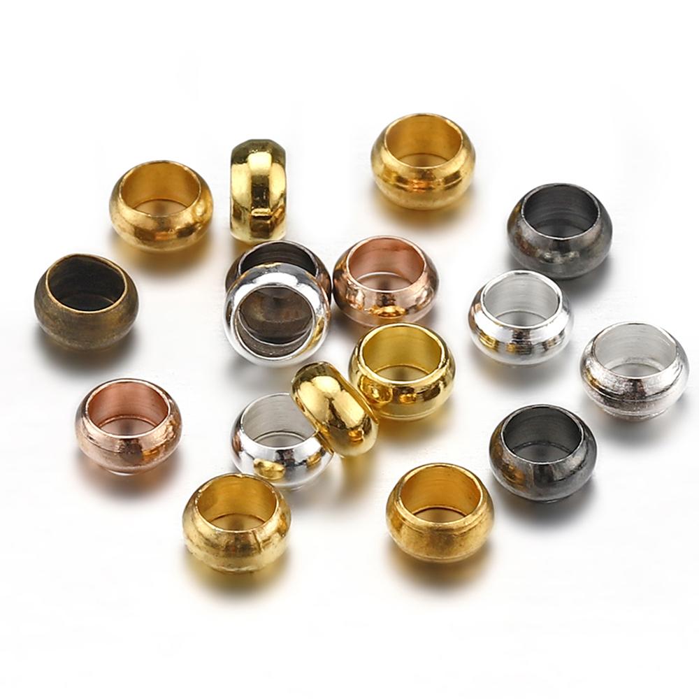 500pcs Gold Silver Color Crimp Beads Copper Ball Stopper Spacer End Beads for Bracelet Necklace DIY Jewelry Making Findings
