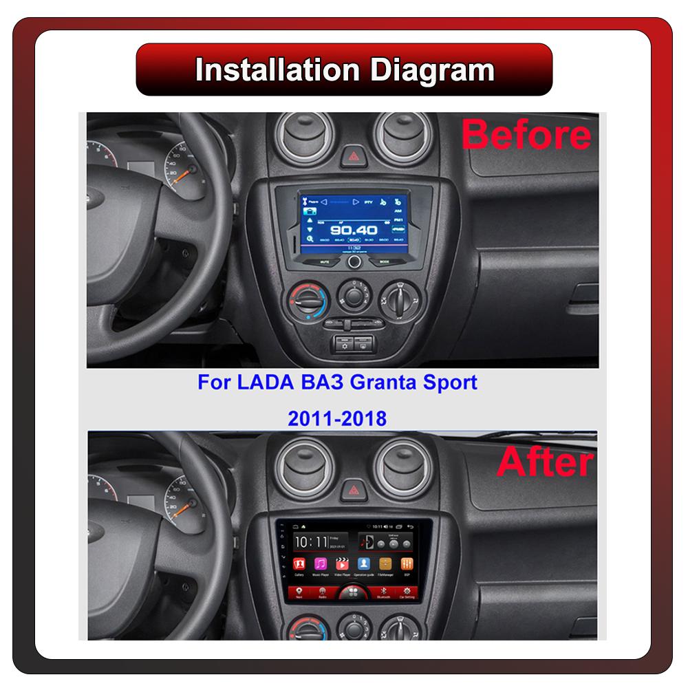 2Din Android Автомобильная магнитола Car-Play, Lada Granta 2011-2017, Мультимедийный плеер Головное устройство Стерео Навигация GPS BT WIFI, 2+32ГБ