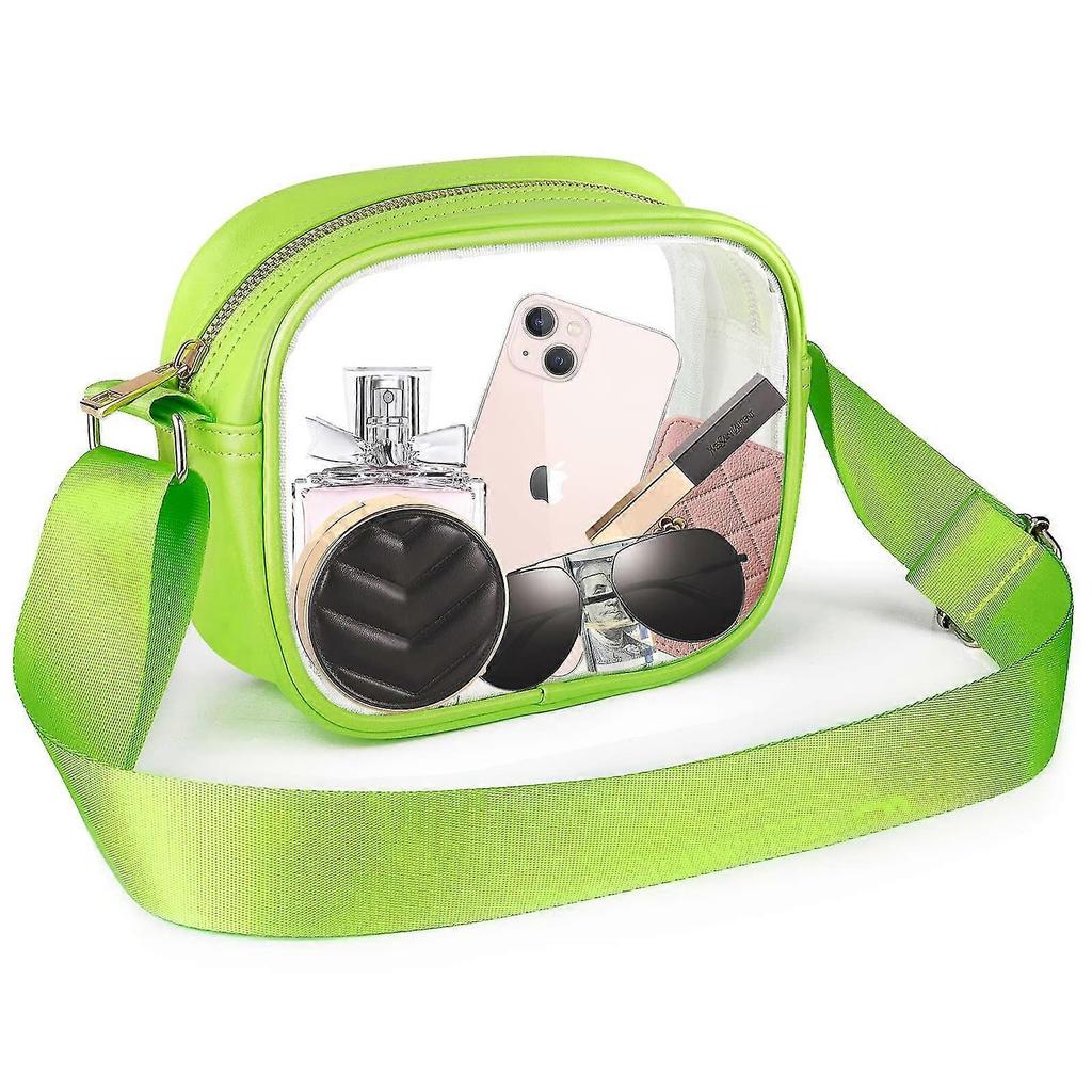 Clear Bag Stadium Approved, Momsiv Leather Clear Crossbody Bag With Adjustable Strap Clear Stadium Bag For Concerts Sports