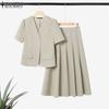 Женская блузка с коротким рукавом и длинная юбка, летний костюм-двойка