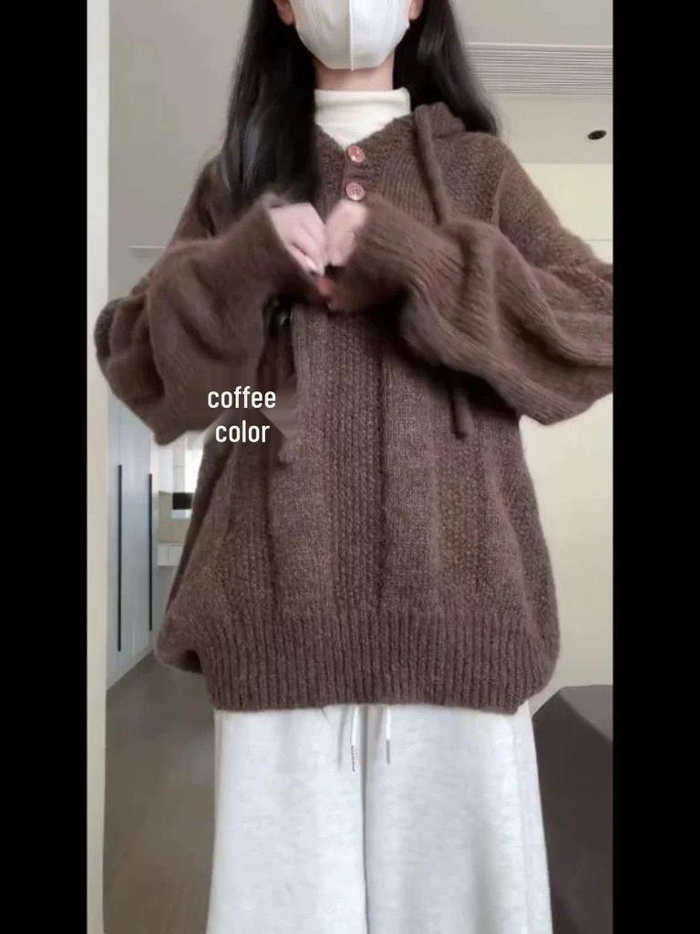 Мягкий вязаный пуловер с капюшоном для женщин – Уютная и свободная верхняя одежда для осени, зимы и весны.