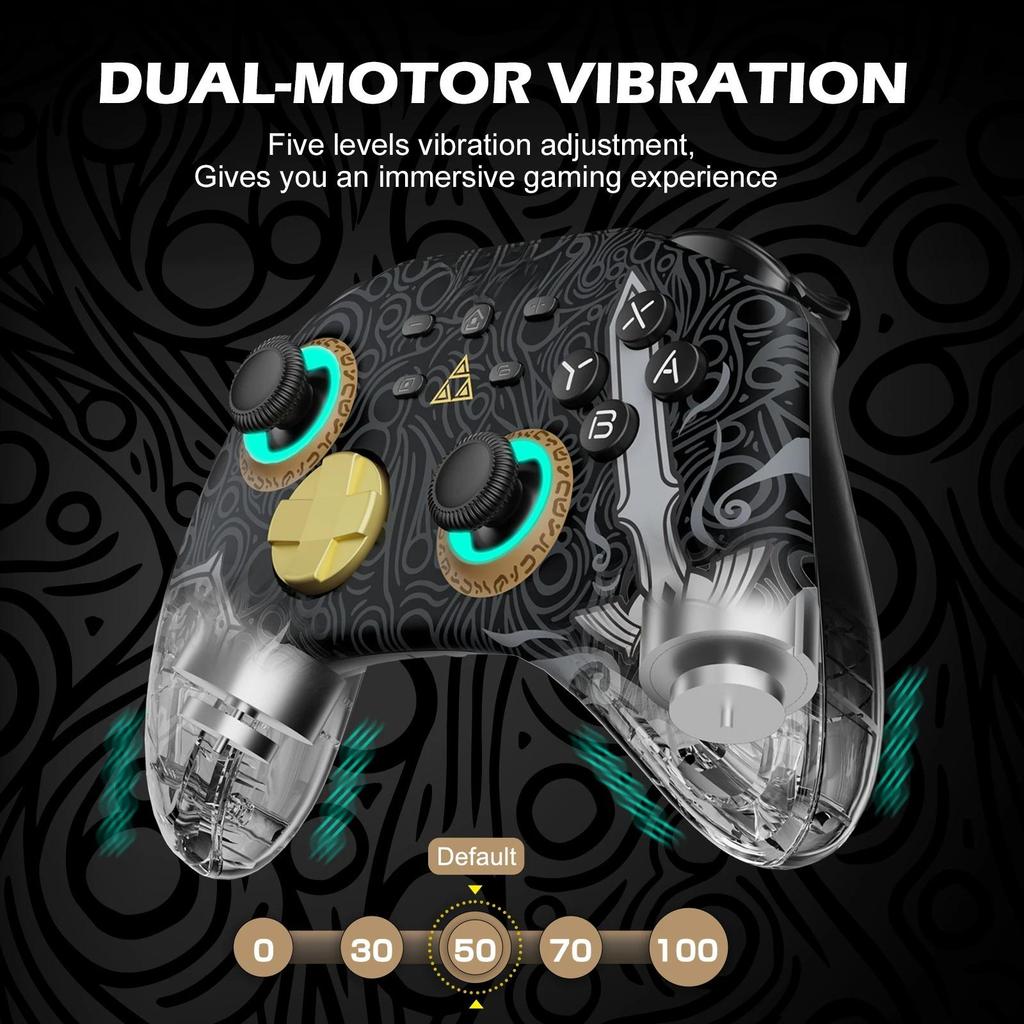 Беспроводной профессиональный контроллер для Nintendo Switch/Lite/OLED, геймпад с разъемом для гарнитуры/RGB-подсветка/настройки макросов/пробуждение/турбо/регулируемая вибрация с двумя двигателями