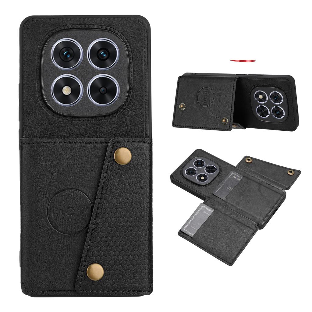 Для Xiaomi Redmi Note 15 Pro 5G (Глобальный) Чехол с отделениями для карт, подставкой, из кожи + ТПУ, чехол для телефона