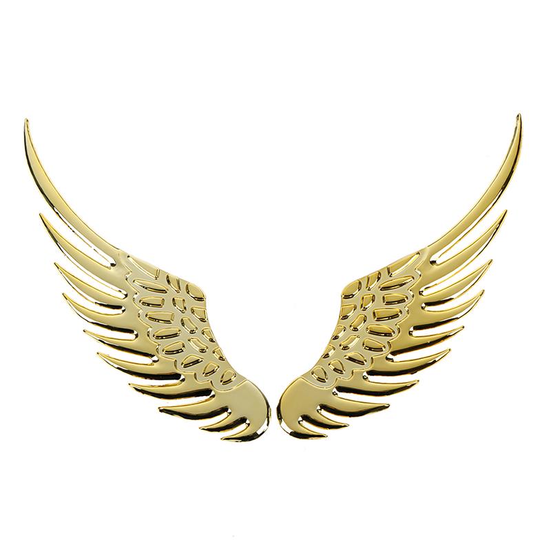 1 пара Автомобильные мотоциклетные аксессуары Золотой/серебристый Автостайлинг Модные металлические наклейки 3D Крылья Автомобильная наклейка