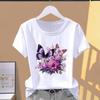 (Asian Size) Short Sleeve T-shirts T Butterfly Flower Cute 90s Lovely Clothing Casual Fashion Print Female Casual Women's Top Graphic Tee